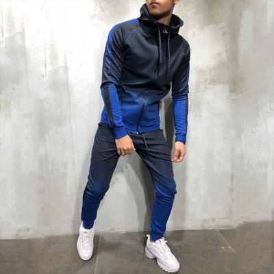 China Wholesale IVY Color Slim Fit Zipper Fleece Gradient Suit Running Sweatsuit Men Breathable Wear Sweatsuit Sets for sale