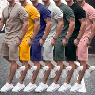 China 2021 Summer Breathable IVY Custom Fitness Tracksuits Clothes 2 Pants Two Piece Shirt And Shorts Sets Men for sale