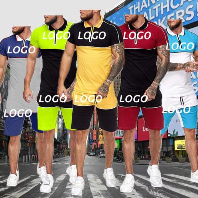 China Breathable IVY Summer Shirt And Shorts Sports Set Mens Patchwork Color Two Piece Pants Short Set for sale