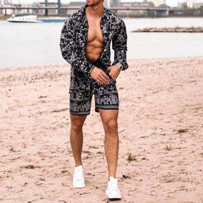 China 2021 Summer Set Homme Breathable IVY Beach Two 2 Piece Long Shirt And Short Set Men Workout Clothing for sale