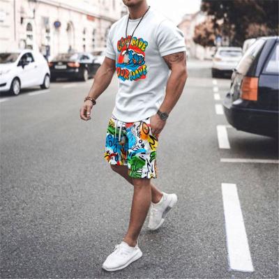 China QUICK DRY Casual Sports Men's Shorts Sheathed Shorts IVY Workout Trend Color Printing Shorts Set Two Piece Sets for sale