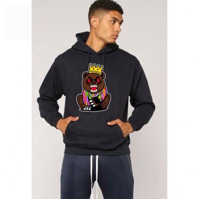 China Breathable IVY Spring Leisure Hooded Men Sweater Cartoon Bear Print Long Sleeve Sports Pullover for sale