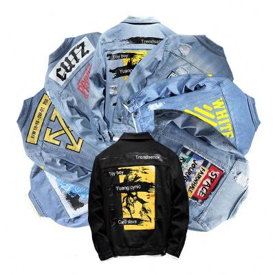 China IVY New Fashion QUICK DRY 2021 spring and Autumn Mens Jacket Casual Trend printing custom denim sports jacket for sale