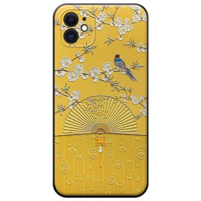 China Retro Silicone Customized Shockproof Matte Phone Case Chinese Style Fan Sublimation Wholesale for sale