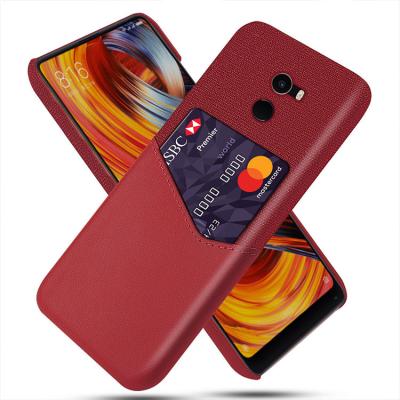 China Wholesale Shockproof Cloth Stitching Hard PC Card Stitching Leather Wallets Phone Shell For Xiaomi Mix 2 for sale