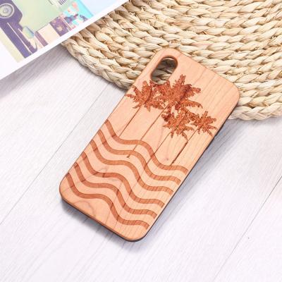 China Best Selling Custom Coconut Trees Shockproof Wooden Phone Case Blank Carving Shockproof Wooden Phone Case for sale