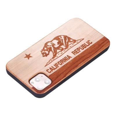 China Factory Wholesale Shockproof White Mobile Phone Case Wood Tpu Wooden Engraved Phone Case Directly For Iphone 12 for sale