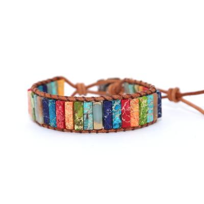 China Emperor stone punk hand - European and American creative Bohemian bracelet of woven leather bracelet for sale