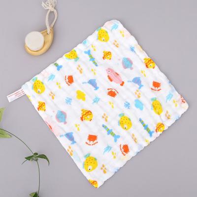 China Home Six-Layer Pure Cotton Square Scarf, High-density Cotton Towel, Baby Small Cartoon Printing Handkerchief for sale