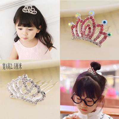 China Bridal Korean Wedding Alloy Version of Children's Crown Performance Headdress Princess Hair Comb Cute Baby Birthday Gift for sale