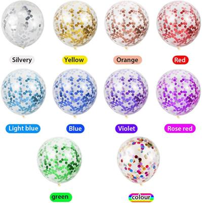 China Wholesale Transparent Glitter Latex Colorful 12inch Birthday Wedding Venue Decoration Foil Glitter Confetti Balloons for sale