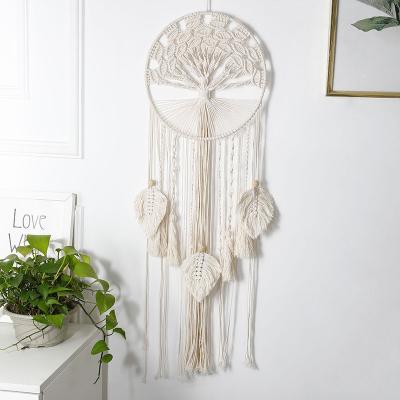 China Modern New Tree Of Life Wholesale Mini Dream Catcher With Crystals Feather INS Homestay Wall Opens Christmas Pendant Gift for sale