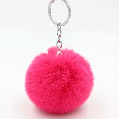 China Artificial Fur Bag Imitation Rabbit Key Chain 8cm Ball Fur Simulation Hair Lady Hanging Car Ornaments Cute Designer Pom Pom Charms Key Chain for sale