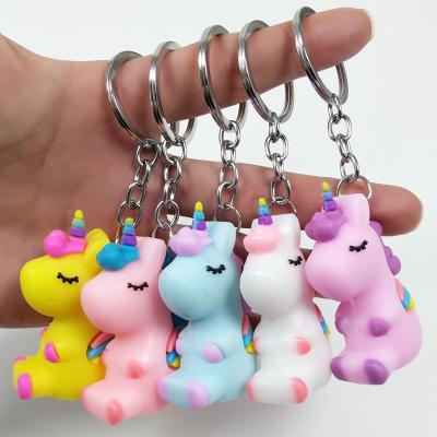 China Wholesale Small Pony Gift Key Chain Unicorn Doll Metal Cartoon Metal Sublimation Pendant Set Cute Creative Soft Colorful Car Bag for sale