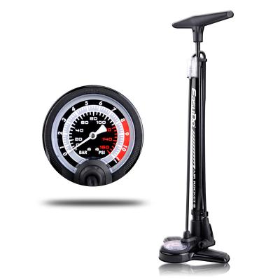 China Schrader valve & New Arrival Presta Valve Bicycle Pump Bike Floor Pump Bike/Basketball/Football Aluminum Pump With Gauge for sale