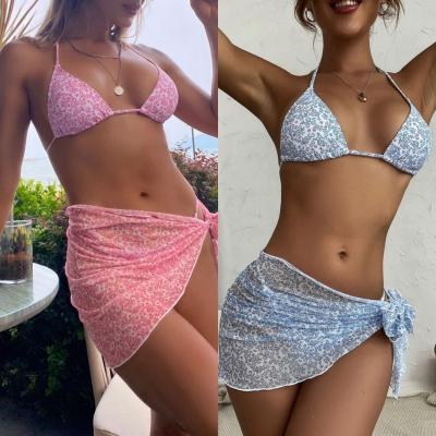 China 2022 Popular Plus Size Swimsuit Women Bandage Bikini Multiple Ways To Wear Sexy Bikini Lift Up Swimwear Beach Wear Three Piece Swimsuit for sale