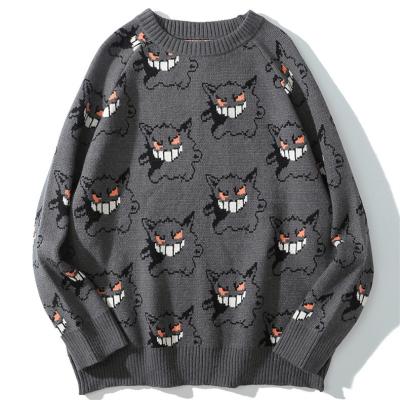 China 2021 American Men's Autumn And Winter Boy Anti-wrinkle Round Neck Sweater Street Portrait Jacquard Knit Sweaters for sale