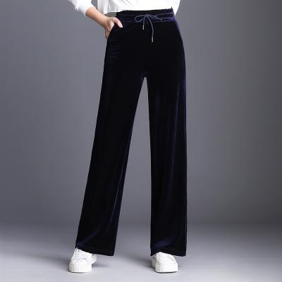 China New Arrival Women's Fashion Velvet Anti-Wrinkle Plus Size Women's Trousers Long Stretch High Stretch Wide-Leg Loose Pants for sale