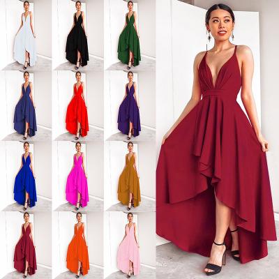 China 2021 Anti-Static Hot Sling Plus Size Women's Big V Neck Swing Dress Sexy Backless Bandage Party Wear Plus Size Dress For Woman for sale