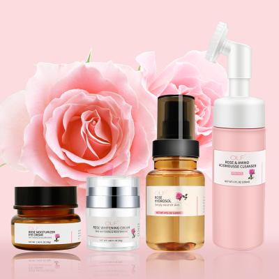 China Skincare Whitening Private Label Korean Skincare Gift Set Repair Face Natural Whitening Care Rose Skincare Set for sale