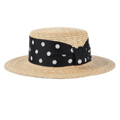 China Flat surface image vacation summer hat ladies temperament celebrity flat top waist straw hat wholesale for sale