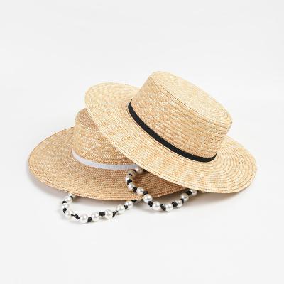 China Picture Pearl Beads Decoration Hats For Hot Sale Paper Straw Summer Straw Hat for sale