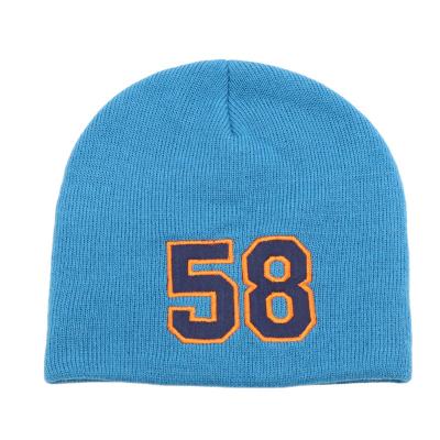 China JOINT Winter Hat With Embroidered Logo Number 58 Knitted Hat for sale