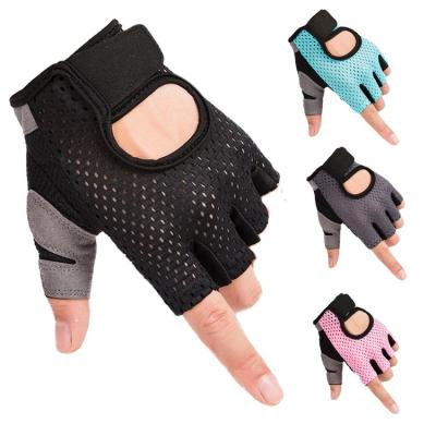 China Wholesale Unisex Women Fitness Gym Sport Fingerless Gloves With Leather for sale