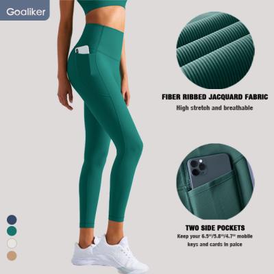 China Wholesale Breathable Yoga Pants With Pockets Ribbed Yoga Pants Gaiters With Pocket for sale