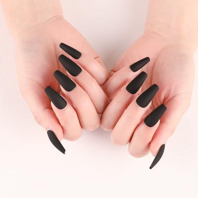 China Easy Apply Competitive Price Full Coverage Matte Frosted Trapezoidal False Nail Long Slice Wide Slice for sale