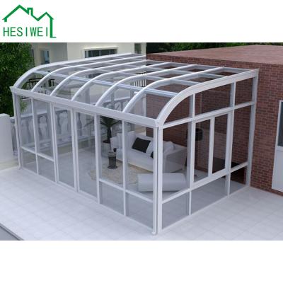 China Anti-Hurricane Waterproof Aluminum Garden House Prefab Glass Sunrooms for sale