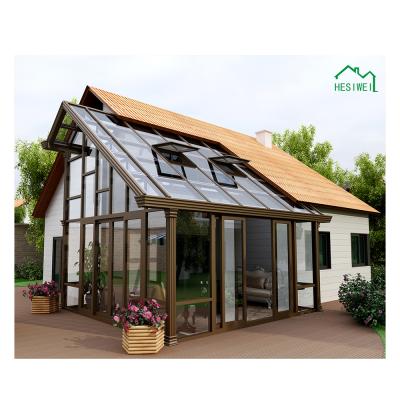 China Anti-hurricane European market modern garden houses aluminum frame glass sunroom for season for sale