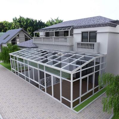 China Anti-Hurricane Aluminum Frame Glass Home Conservative Sunroom Free Standing Tempered Glass Four Season Solarium for sale