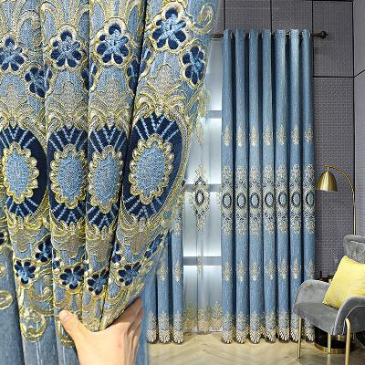 China Blackout Chenille Living Room Balcony Jacquard Curtain Finished Products Wholesale Luxury High Shade Curtain Vertical Spot for sale