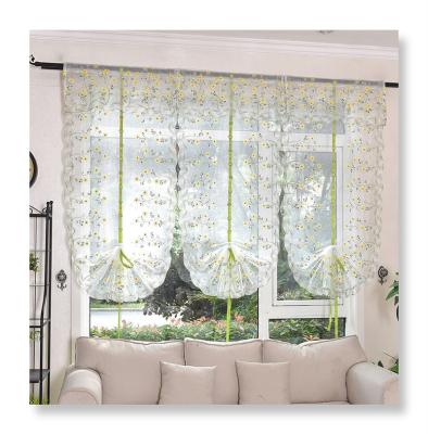 China Japan Style Roman Embroidered Pattern Semi-shading Household Pull Gauze Window Curtain for sale