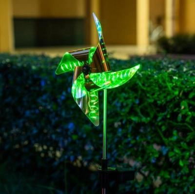 China Garden Pathway Lawn Street Copper Wire LED Windmill Pathway Backyard Waterproof Outdoor RGB LED Solar Windmill Sun Light for sale