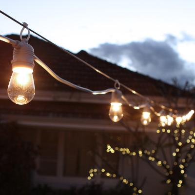 China 10m 14.4M 20M Outdoor Waterproof Commercial Globe Incandescent Bulbs Included 48Foot LED Strip With Sockets Vintage String Hanging Lights for sale