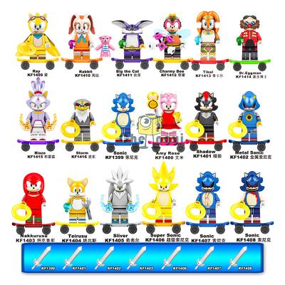 China DIY TOY Hot Cartoon Figure Horror Sonic Silver with 100% Skateboard Mini Action Figure Building Blocks Compatible Toys for Children KOPF for sale