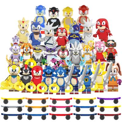 China Figure Toys Anime Cartoon KF Sonic Model With Silver Plastic Skateboard Shadow Nakkurusu Mini Action Figures Building Block Toys for sale