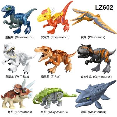 China Transparent Model Toys of Rex Jurassic Building Blocks Toy World Dinosaur Collection LZ602 9pcs/set Building for Children for sale