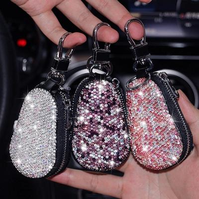 China Fashion Bling Universal Car Key Case For Women Rhinestone Car Key Bag Purse Diamond Car Accessories For Woman Girls for sale