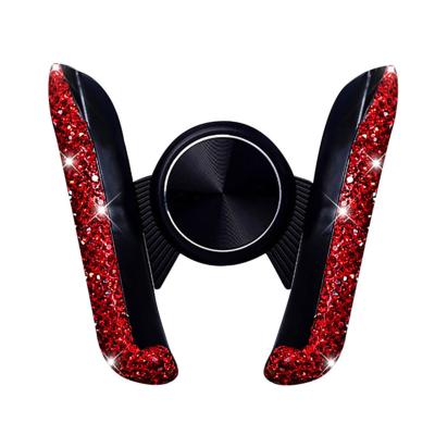 China Car Mobile Phone Holder Crystal Convenient Mini Car Dash Bling Rhinestone Auto Adjustable Air Vent Phone Holder for sale