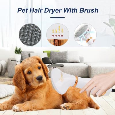 China Stored 2 in 1 Portable Hair Dryer Dog Hair Dryer Brush and Comb Pet Grooming Cat Hair Comb Dog Fur Fan Low Noise for sale