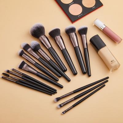 China Angular Blush Base OEM Custom Logo Luxury 15 Pcs Make Up Vegan Face Cosmetics Private Label Professional Black Makeup Brush Set for sale