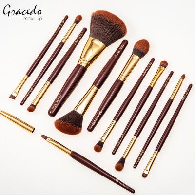 China Angular Blush Gracedo High Quality Multifunctional Hair Lip Eye Makeup Brush Set With Logo Pouch for sale