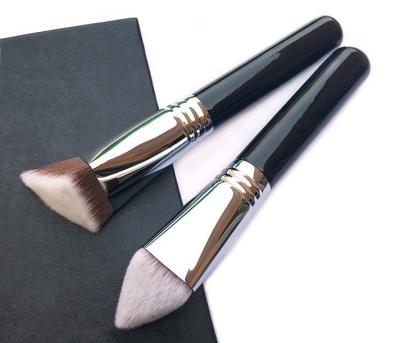 China Angular Blush Kabuki Logo Black Custom 3d Angled Concealer Pointed Flat Foundation Brush Simple Makeup for sale