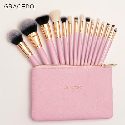 China Angular Blush Manufacturers OEM 7 10 15 Pcs Base Vegan Private Label Pink Cosmetic Buffing Professional Makeup Brush Set for sale