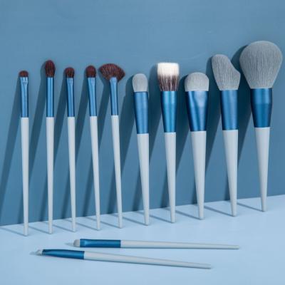 China Angular Blush Gracedo Stand Private Label Gray Makeup Brushes Set With Multifunctional Blue Bag for sale