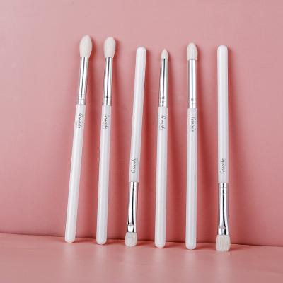 China Angular Blush Pretty Small Brown Pointed Goat White Hair Professional Eye Powder 6pcs Hair Makeup Brushes Eye Makeup Blending Brush Set for sale