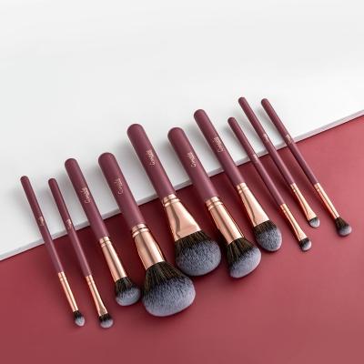 China Angular Blush 2021 Loose Synthetic Hair Wooden Makeup Brush Private Label Makeup Brush for sale